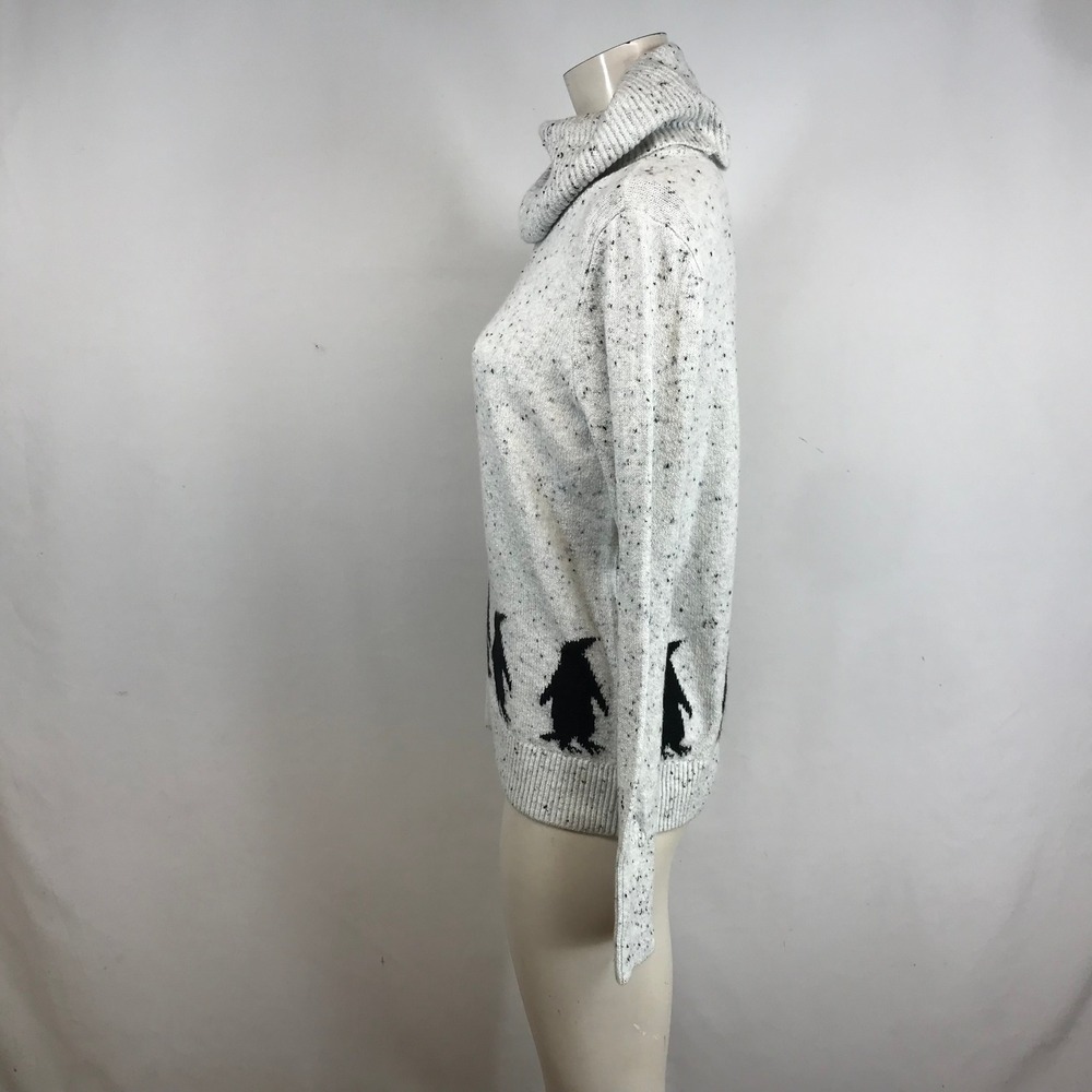 LOFT Womens Grey Speckled Penguin Graphic Cowl Neck Knit Sweater Small NEW - Picture 6 of 9